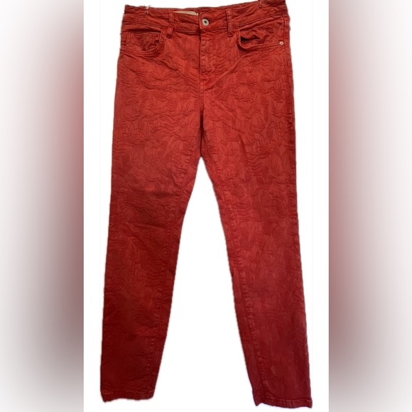 Pilcro & The Letterpress from Anthropologie Red Floral High Rise Skinny Jean- 30 - Picture 7 of 14